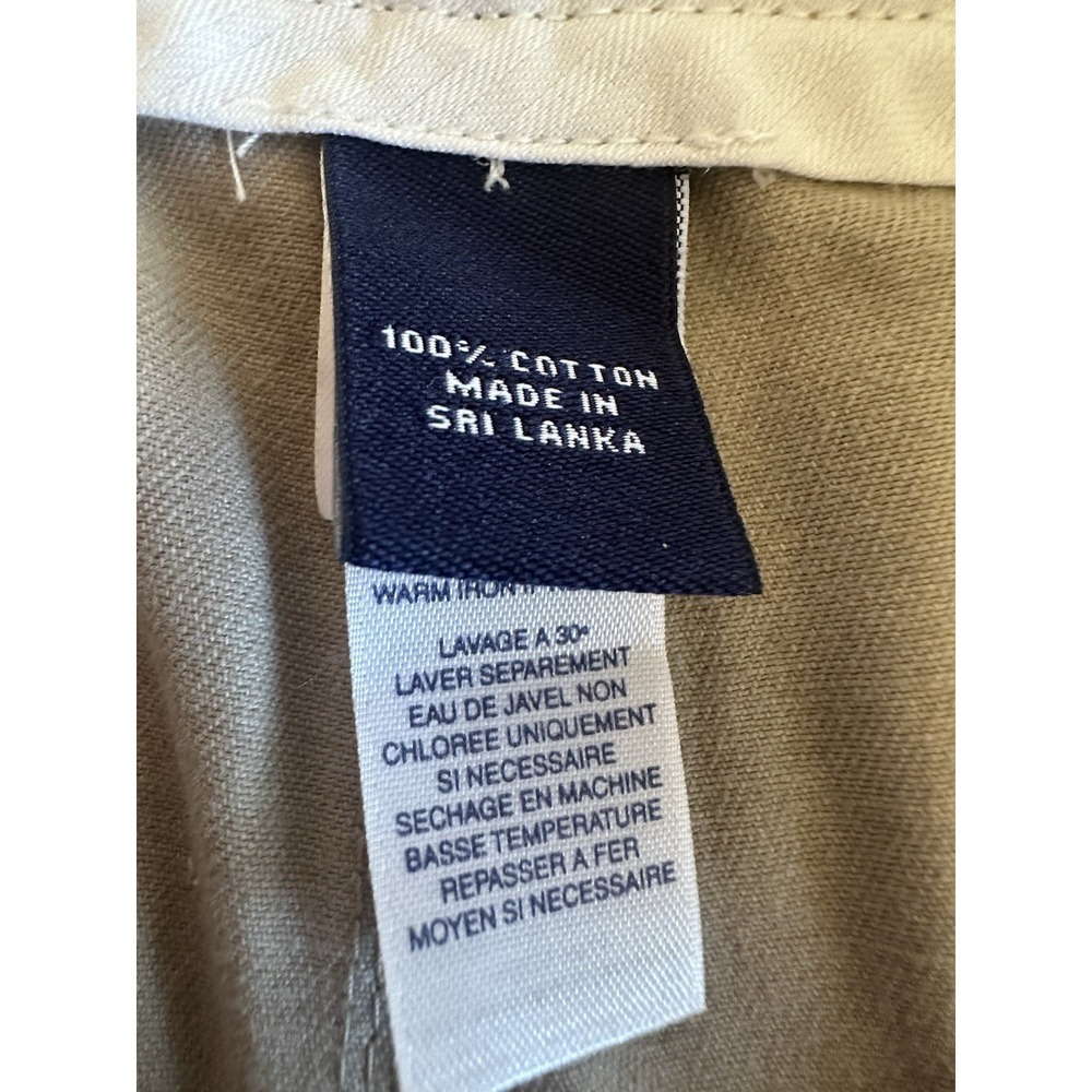 Chaps Casual Dress Pants Mens Beige Tan Khaki Chino Flat Front Cotton 34x32 NICE - Picture 6 of 9